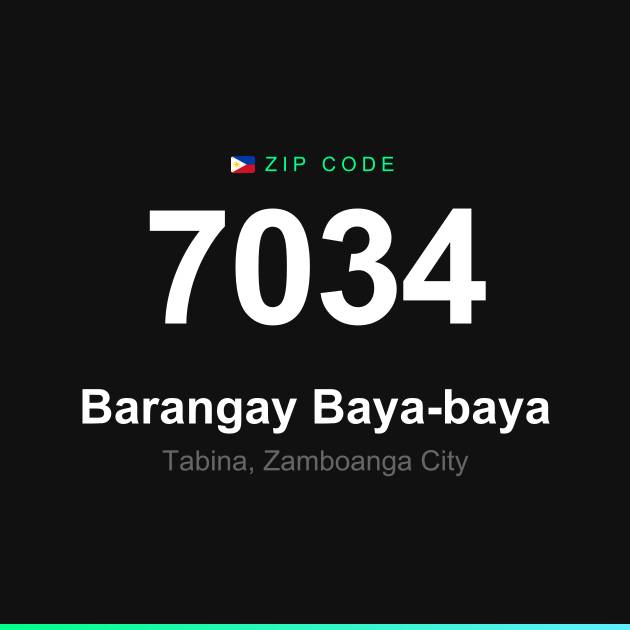 Shareable ZIP code 7034 card for Barangay Baya-baya