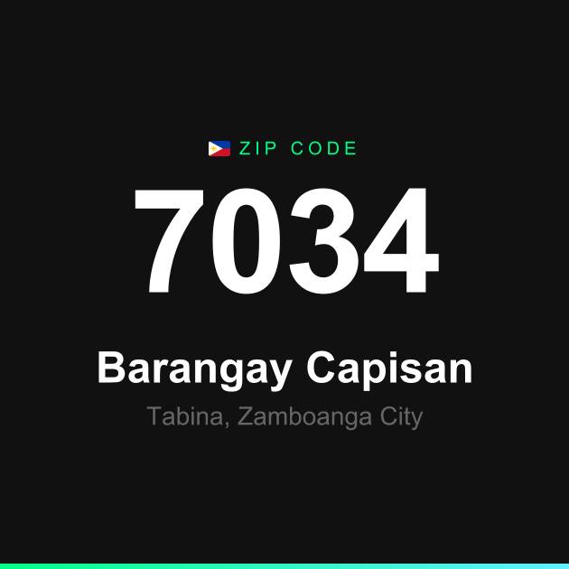 Shareable ZIP code 7034 card for Barangay Capisan