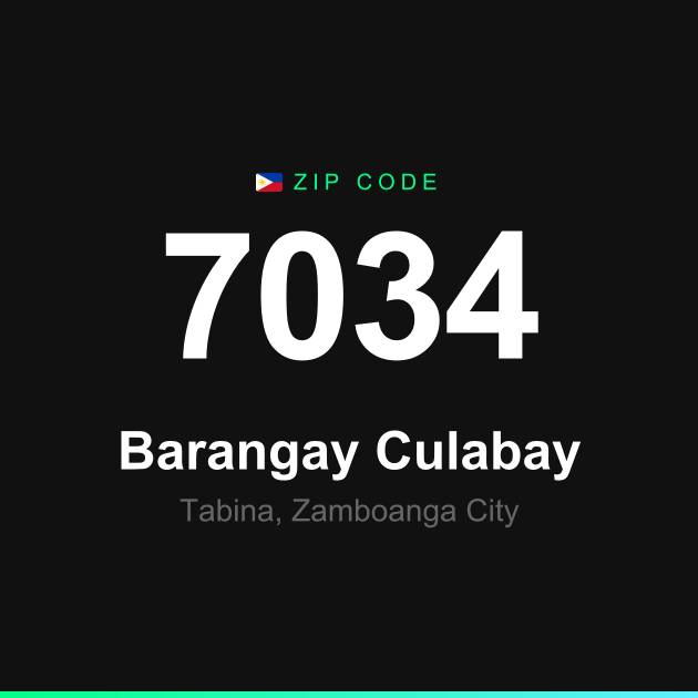 Shareable ZIP code 7034 card for Barangay Culabay