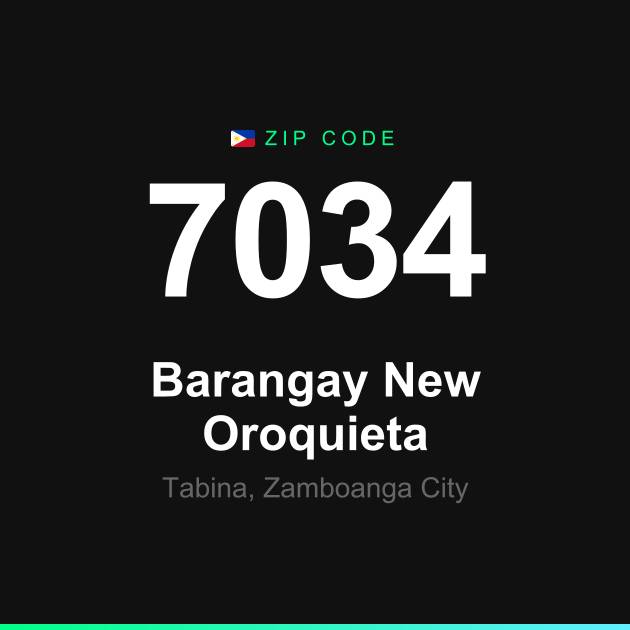Shareable ZIP code 7034 card for Barangay New Oroquieta