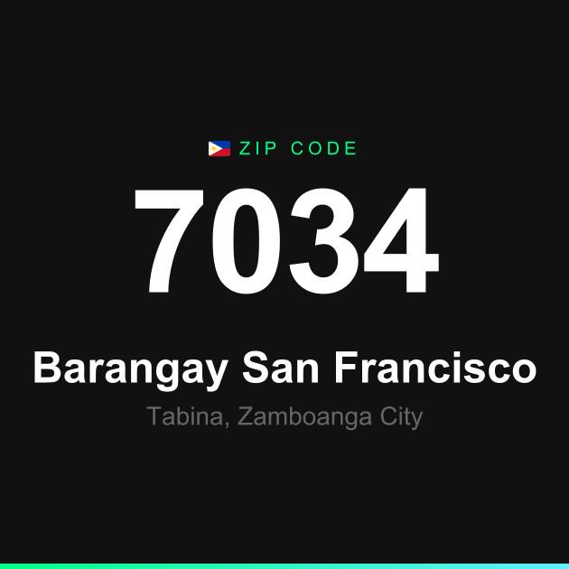 Shareable ZIP code 7034 card for Barangay San Francisco