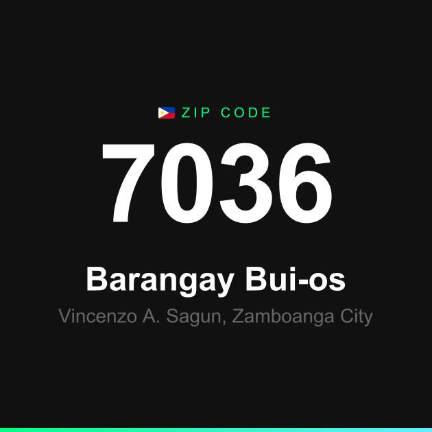 Shareable ZIP code 7036 card for Barangay Bui-os