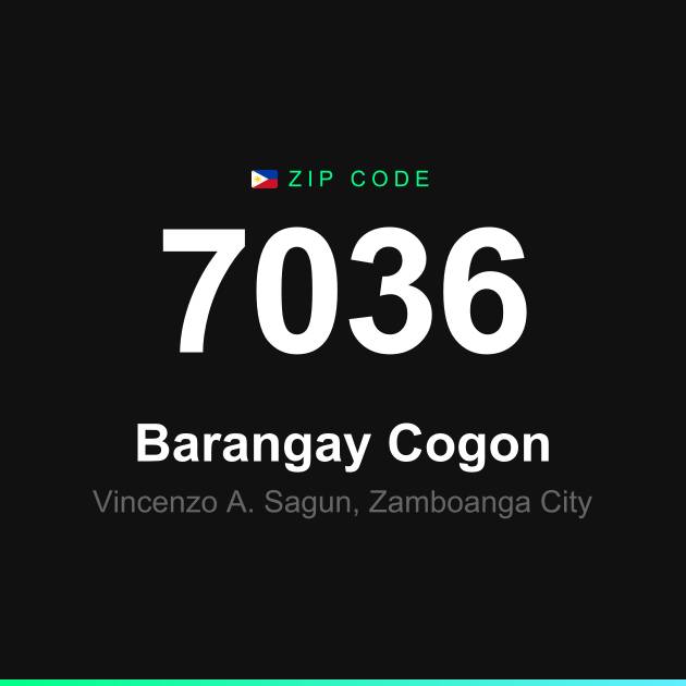 Shareable ZIP code 7036 card for Barangay Cogon