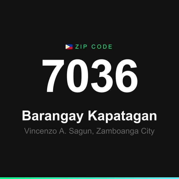 Shareable ZIP code 7036 card for Barangay Kapatagan