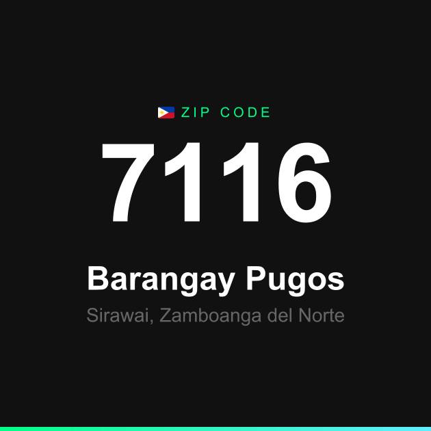 Shareable ZIP code 7116 card for Barangay Pugos