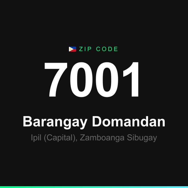 Shareable ZIP code 7001 card for Barangay Domandan